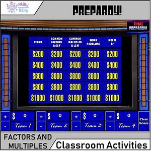 PREPARDY! Math Test Prep Game - Factors and Multiples (4.OA.B.4 , 6.NS.B.4)