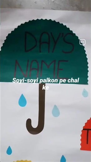 days name on chart paper with paper decoration 🤗 #craft #colourpapercraft #papercutting #paperart