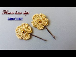 easy flower hair clips crochet tutorial | how to crochet hair clips