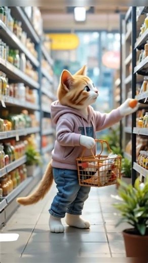 Adorable Shopping Cat Animation – A Cute and Playful Adventure in the Grocery Store #catie