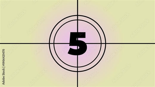 Vintage film leader countdown from 10 to 0 seconds. Cinema movie reel timer effect screen. 4k