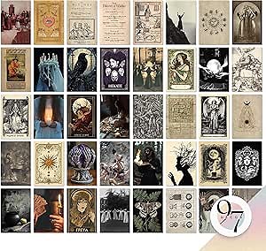 97 Decor Witchy Home Decor Aesthetic - Witchy Wall Decor For Bedroom, Witch Wall Art Prints, Creepy Halloween Witch Decoration Gothic Posters, Vintage Goth Room Dark Spooky Pictures (4x6)