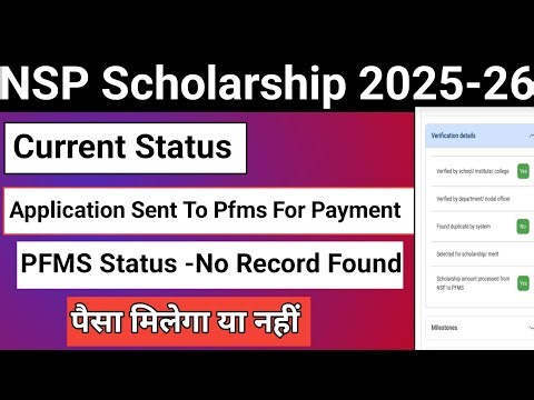 Application Sent To Pfms For Payment | Pfms Status No Record Found | Payment Kab Melega | NSP 2026