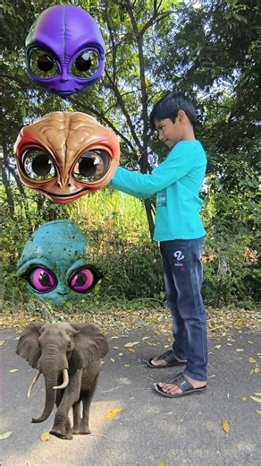 Alien head to Elephant, cat, dog, & monkey - Funny vfx magic 😀 #shorts