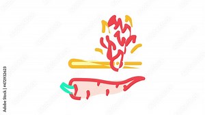 Spicy Pepper Different Scale color icon animation. Burning Cayenne Spice Pepper Flavoring For Measuring Cooked Dish