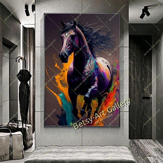 Abstract Running Horse Canvas Print: Colorful Modern Wall Art - Etsy