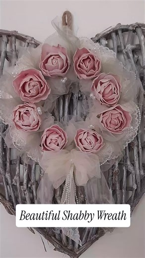 Gi Kerr on Instagram: "Shabby Saturday #30 I made a Beautiful wreath with tulle, lace and used some old roses I had which needed a new home. It looks so pretty. You can see the full tutorial on how i made it in on my my YouTube channel. Link in bio #gikerr #happinessincrafting"