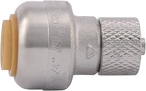 SharkBite 1/4 Inch (3/8 Inch OD) x 1/4 Inch Compression Stop Valve Connector, Push to Connect Brass Plumbing Fitting, PEX Pipe, Copper, CPVC, PE-RT, HDPE, U3524LFA