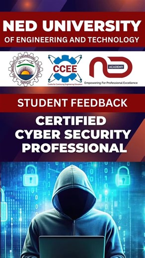 24 reactions |  Turning learners into cyber guardians! Our Certified Cyber Security Course is shaping professionals who are ready to protect the digital world. Hear it directly from our students! #certifiedcybersecurity #cybersecurity #studentfeedback #neduniversity #nedacademy #education #reels #instalike | NED Academy, NED University of Engineering & Technology, Karachi | Facebook