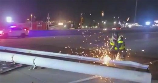 I-25 reopens north of Denver after strong winds knock down signpost