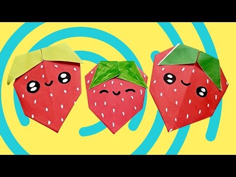 Origami paper fruit| Origami Strawberries| Easy Paper Fruit DIY