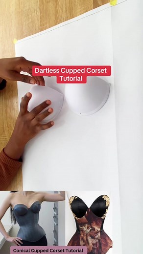 How to draft a dartless cupped corset. #sewing #sewingtutorial #patterns #pattern #dartless #dartlesscorset #cuppedcorset #corset #conicalcupoedcorset #patternmaking #patterntechniques #patterndesign