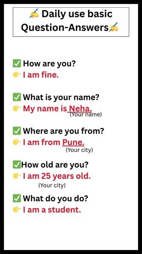 Basic English Questions &Answers for Beginners. Daily spoken English, English for beginners #english