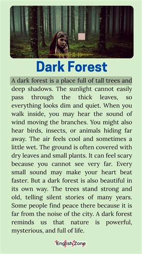 The Dark Forest 🔥 🥰🪴 . . . #darkforest #englishstory #storytime #learnenglish #englishlearning #english #fyp #viralreel #facebookreels | English Zone