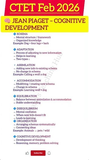 CTET Feb 2026| JEAN PIAGET – COGNITIVE DEVELOPMENT All Concepts #ctet2026