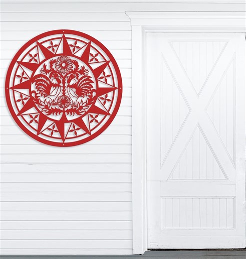 Amish Rooster Hex Sign-pennsylvania Dutch Barn Sign-amish Décor Die Cut Metal Wall Art-pa Dutch Folk Art-modern Barn or Farmhouse Decor - Etsy