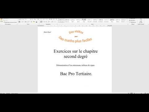 le second degré- recherche extremum et tableau de signe
