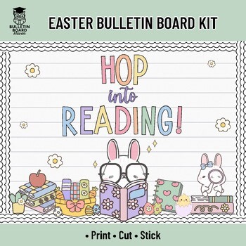 Spring Reading Bulletin Board Kit: Easter Bunny Theme | Classroom Library Decor
