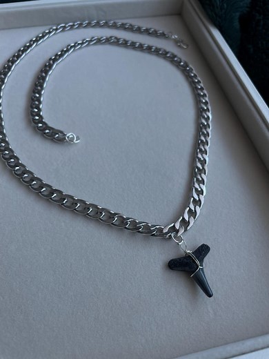 Men's Shark Tooth Chain Necklace- Sterling Silver - Etsy