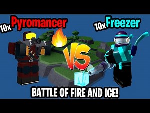 10 Pyromancer vs 10 Freezer THE BATTLE OF FIRE AND ICE | Tower Defense Simulator | ROBLOX