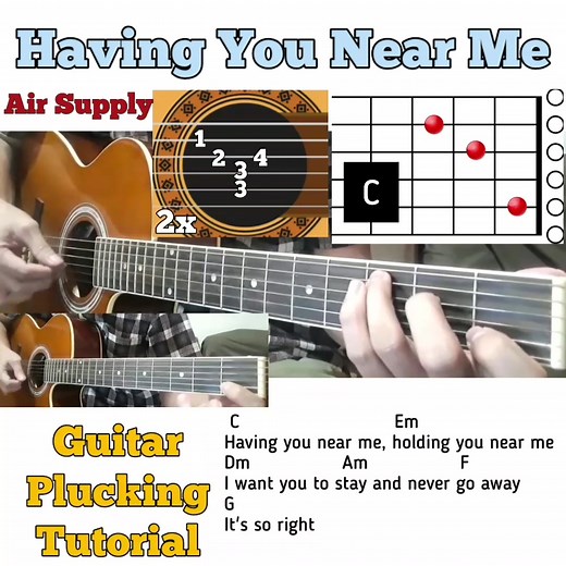 Having You Near Me - Air Supply guitar chords w/ lyrics & plucking tutorial | Bert's Guitar Tutorials