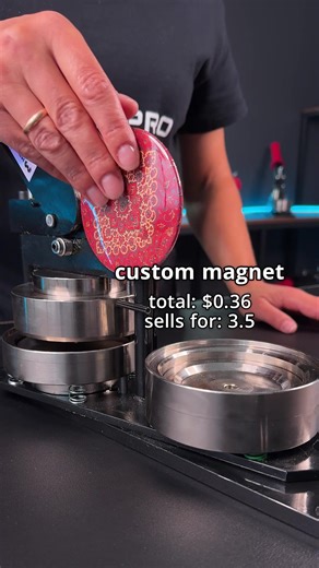 Custom products made with MPRO 3.5" Manual Press This machine is perfect for magnets, pins and coasters | MPRO