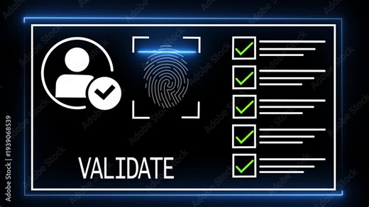 Digital validation screen with fingerprint scan and checklist validate