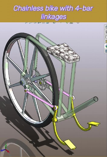 Chainless bike with 4-bar linkages
