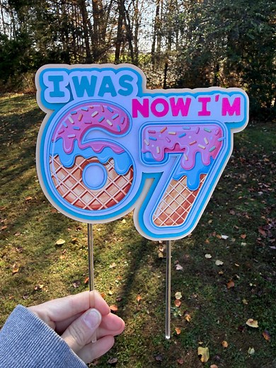 I Was 6 Now I’m 7 Birthday Cake Topper • Ice Cream Drip • Waffle Cone • Trendy 6-7 Birthday Decor • Kids Party Topper • Personalized - Etsy