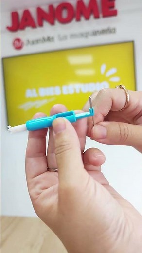 How to use a manual needle threader for a sewing machine #sewing