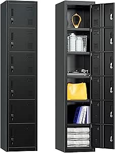 Greenvelly Metal Locker - 6 Tier, 6 Door Office & School Gym Locker with Corridor Storage