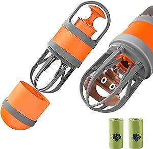 Pooper Scooper Portable Size, Dog Poop Scooper with Built-in Poop Bags and Storage Space, NO Touch NO Smell Easy to Pick up and Store Your Dog's Waste While Walk The Dog(for small and medium dogs)