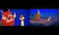 Mix of 2 videos from youtube : Stand By Me With Timon & Pumbaa Comparison