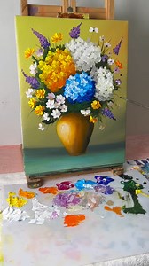 190K views · 2.2K reactions | How to Paint a Vibrant Hydrangea Bouquet in a Vase - Acrylic Painting Tutorial for Beginners | Painting Skills | Facebook