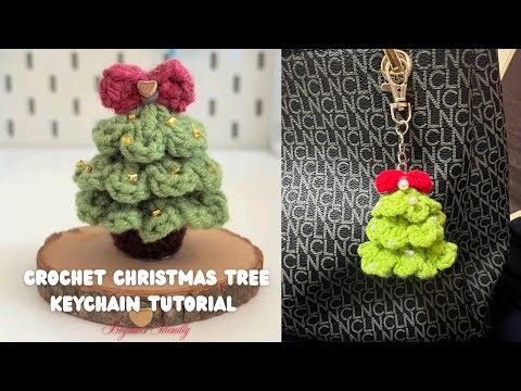 Crochet Christmas Tree keychain Tutorial | Beginner Friendly