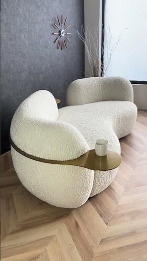 Cloud living at home. ☁️🧸 Introducing the all-new Bouclé "Boneless" Sofa. #boucle #sofa #sofabed