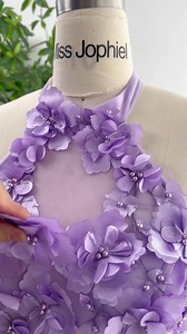808K views · 17K reactions | Custom order- Halter high neck 3D floral long lavender dress with side slit #dress #fashion #promdresses #wedding | Miss Jophiel | Facebook