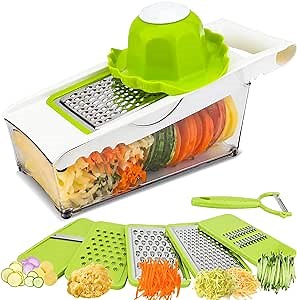 Graters For Kitchen, Cheese Grater with Container, Mandoline Slicer For Kitchen, Vegetable Grater, Carrot Shredder, Julienne Slicer and Peeler, Potato Slicer