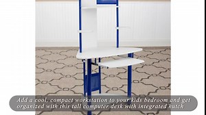 Offex OFX-108235-FF Corner Computer Workstation Desk with Hutch - Blue