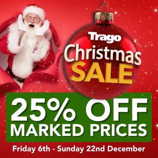 THE CHRISTMAS SALE IS NOW ON AT TRAGO! There’s 25% off MARKED PRICES on all Artificial Christmas Trees, tree lights, decorations, wreaths, garlands, floristry and room decorations! AND there's 25% off Christmas Clothing, cushions, bedding, table decorations, dining and lap trays! TRAGO'S BEST PRICES ARE NOW 25% CHEAPER! 🎅🏻 | TragoOfficial