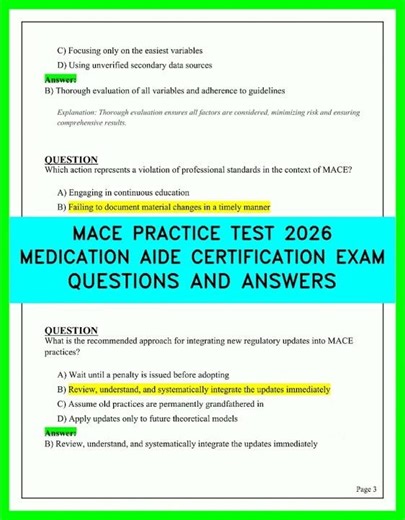 2026 MACE Exam Mastery: Real Medication Aide Certification Practice Questions and Answers