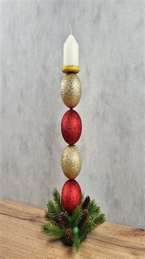 How to make a Christmas candle holder with Christmas balls 😍#christmascandleholder