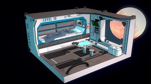 SCi Fi isometric bedroom on space station - Buy Royalty Free 3D model by Nataliia_Ch