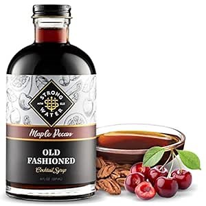 Strongwater Maple Pecan Old Fashioned Craft Cocktail Mixer - Makes 32 Cocktails - Handcrafted Old Fashioned Syrup with Pecan, Maple Syrup & Cherry - Just Mix with Bourbon or Whiskey