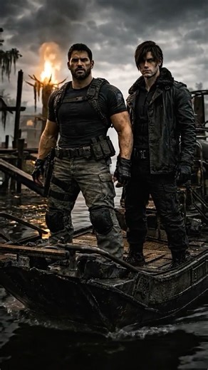 Chris and Leon exploring RE5 by boat.