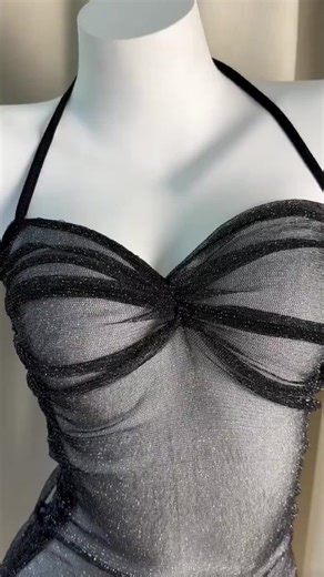 New Lace up Sexy Transparent Women's Pajamas Shiny Black Mini Tights Pleated Sexy Nightgown Teddy Tights