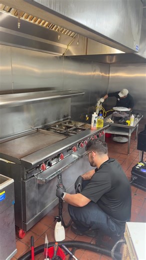 Steam cleaning commercial kitchen equipment