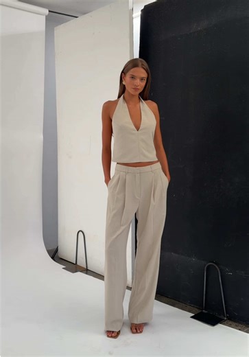 Designed for the space between seasons. Discover the Opal Deep Vee Top and Adjustable Pants in boutiques and online #kookai