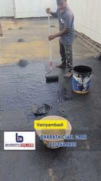 new building roof concrete waterproofing work in vaniyambadi pu bitumen coating #bestwaterproofing
