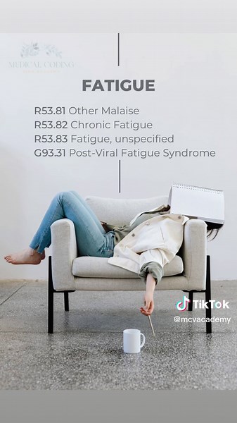 Does anyone else feel like this week has been a long one? It’s almost Friday and instead of celebrating First Friday or Friday Eve, we may be feeling fatigued! 🥱 Below you will see the ICD-10 codes for Other Malaise, Chronic Fatigue, Fatigue(unspecified), and Post-Viral Fatigue Syndrome (our new 2023 code). If you are confused about Post-Viral Fatigue Syndrome just know that it is referring to the lingering effects of a viral illness such as COVID and if it is documented as being related to COV